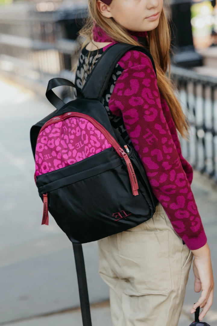 backpack leopard print preschool small - black-9