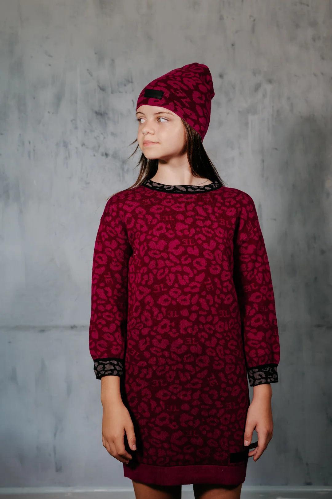 dress leopard print knit - raspberry-41