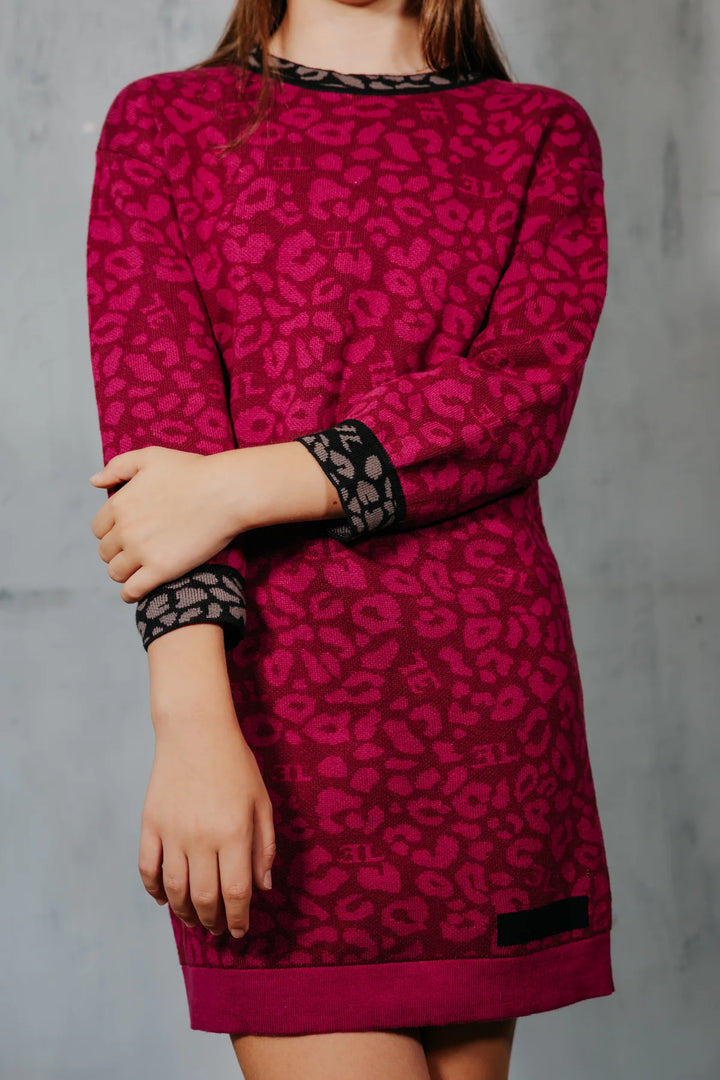 dress leopard print knit - raspberry-41