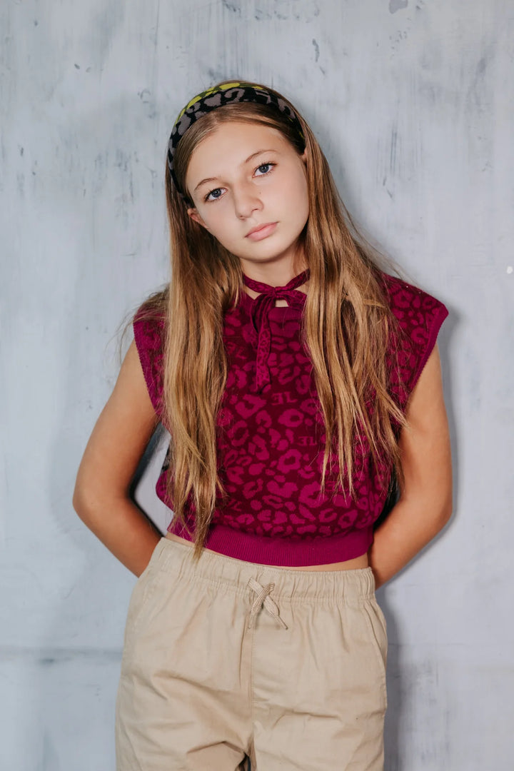 vest leopard print knit - raspberry-41