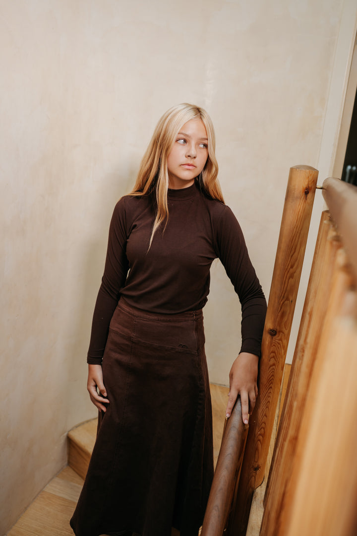 skirt midi corduroy  - chocolate-493