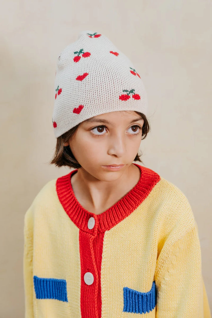 hat cherry heart print - vanilla