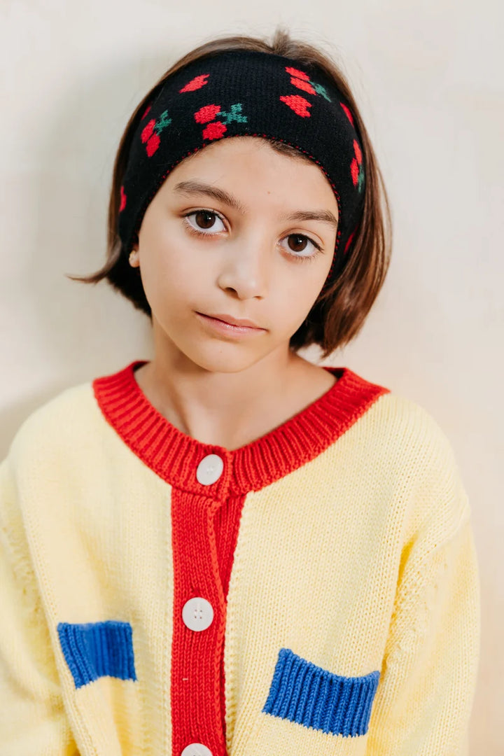 headwrap cherry heart print - black/red