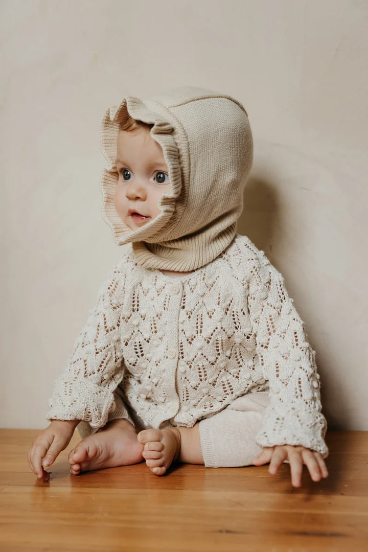 hat ruffle balaclava - cream-97
