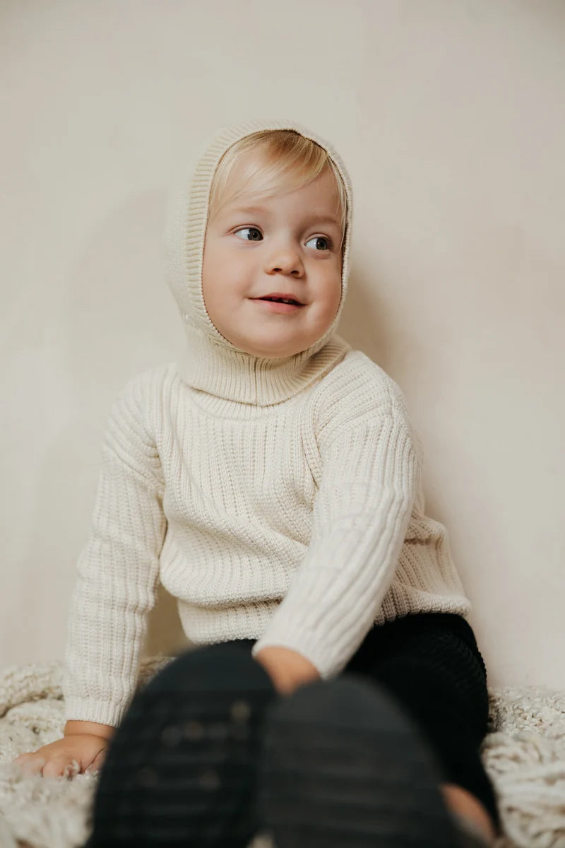 hat wide ribbed balaclava - cream-97