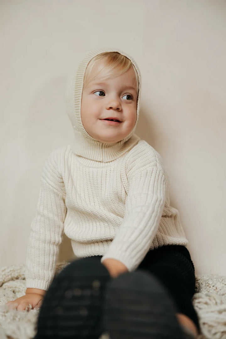 hat wide ribbed balaclava - cream-97