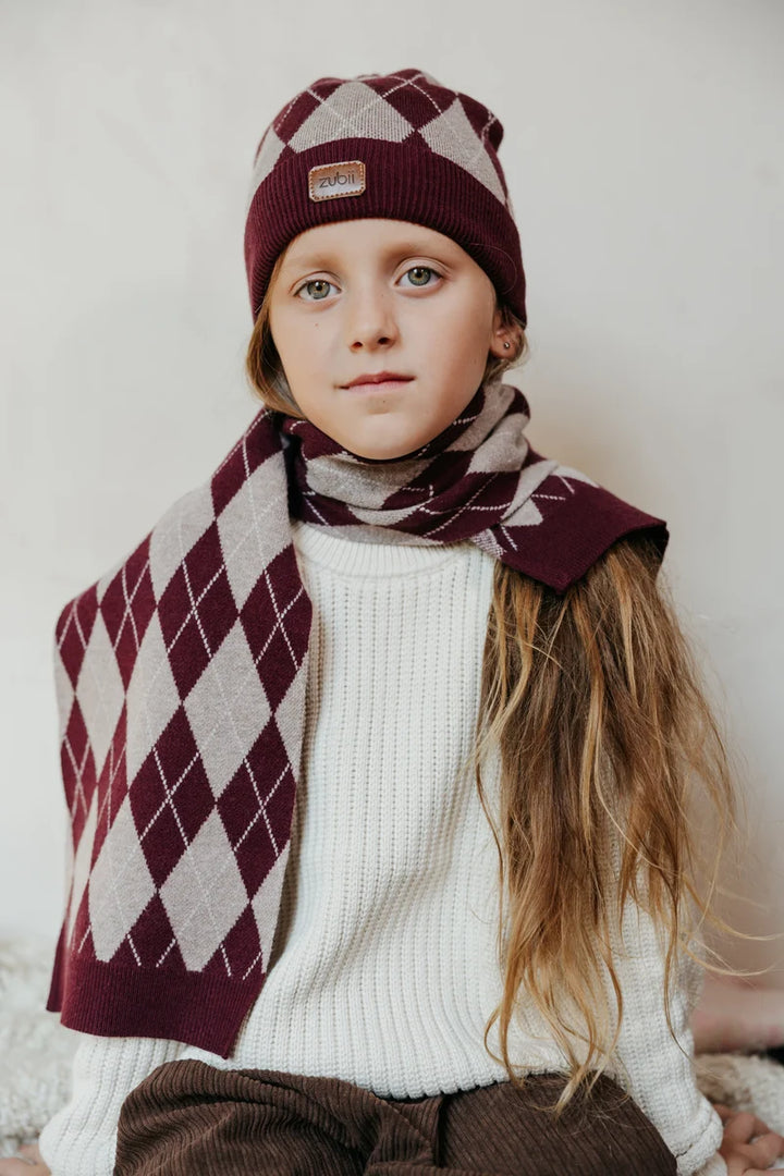 scarf argyle knit - mulberry