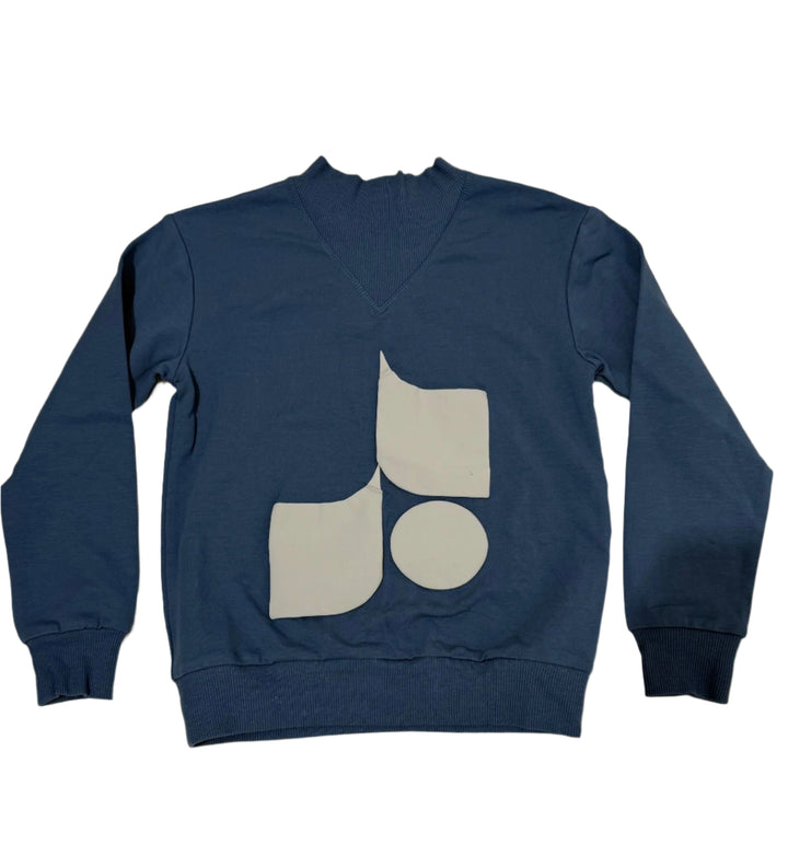 top l/s up neck geo - denim