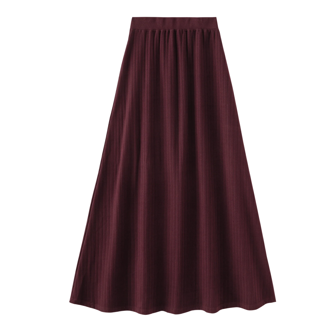 skirt ribbed maxi - burgundy