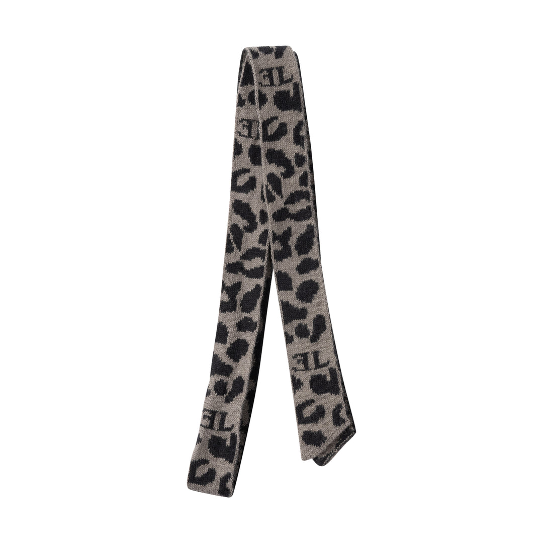 pony leopard knit ribbon - black/gray-9