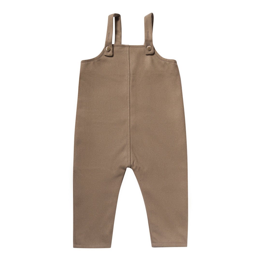 one piece wool long overalls - mocha-491