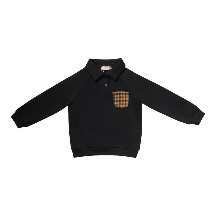 polo plaid detail sweatshirt - black-9