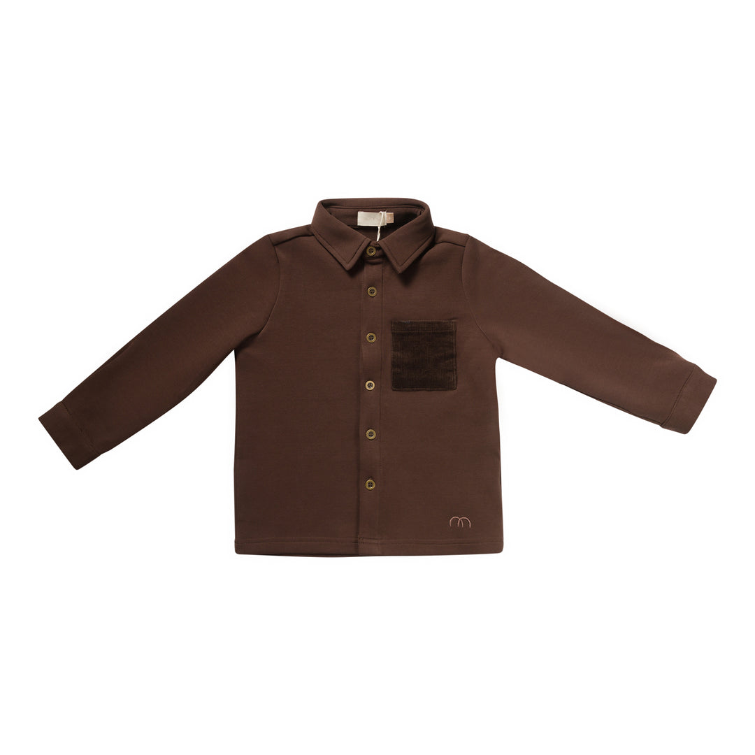 shirt l/s corduroy pocket stretch - chocolate-493