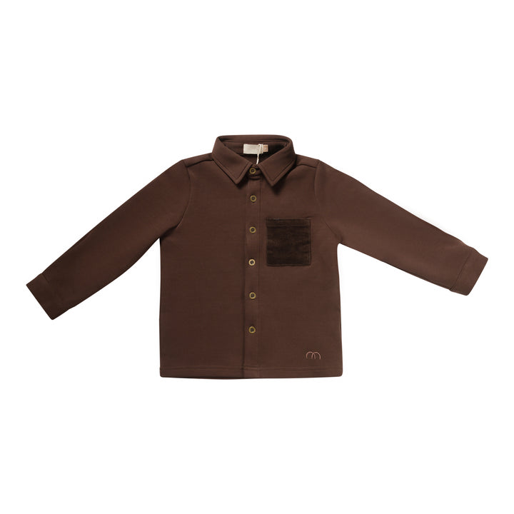 shirt l/s corduroy pocket stretch - chocolate-493