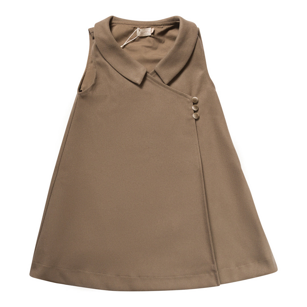 dress wool wrap jumper with collar - mocha-491