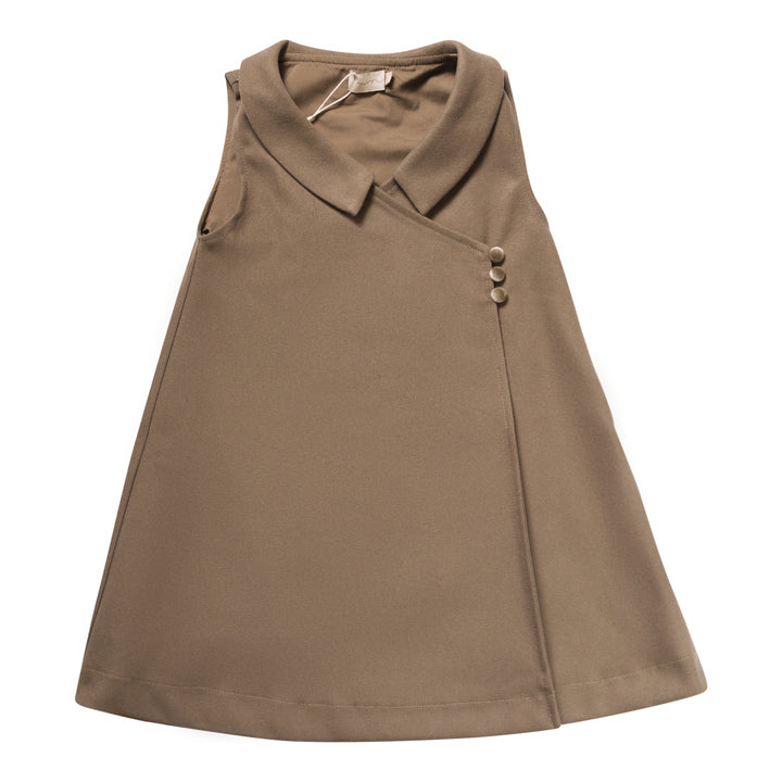 dress wool wrap jumper with collar - mocha-491
