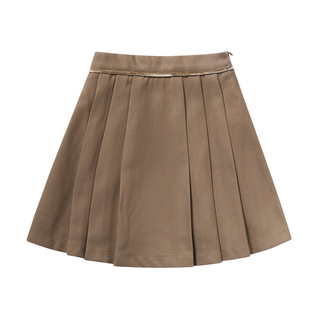 skirt wool pleated  - mocha-491