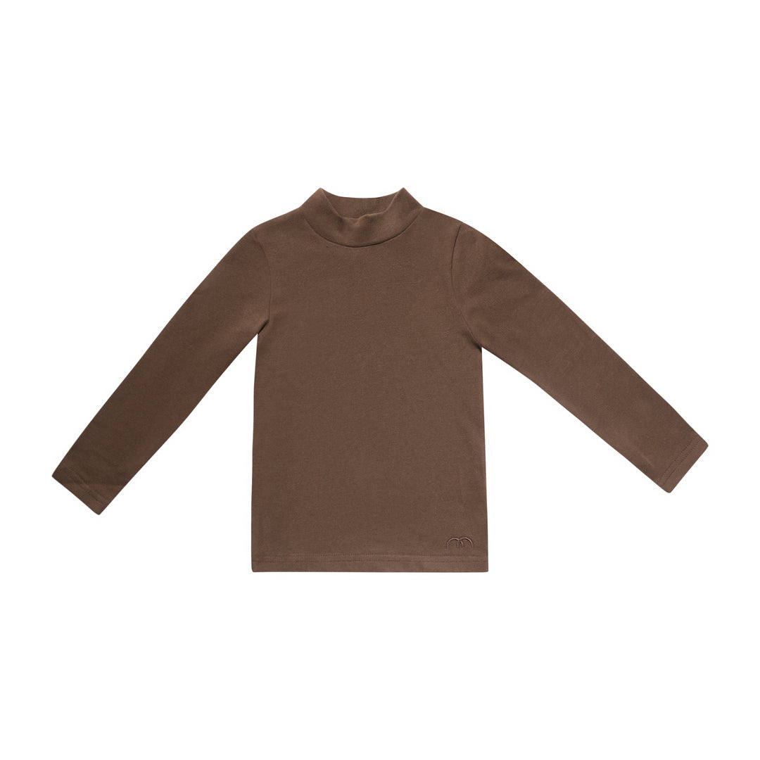 top l/s cotton modal mockneck - chocolate-493
