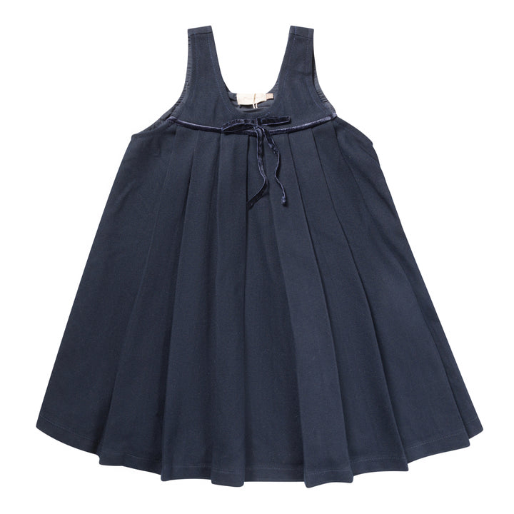 dress wool pleated swing jumper - navy-8