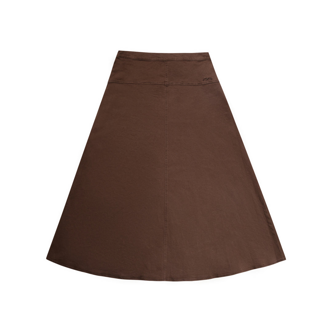 skirt washed denim midi - chocolate-493