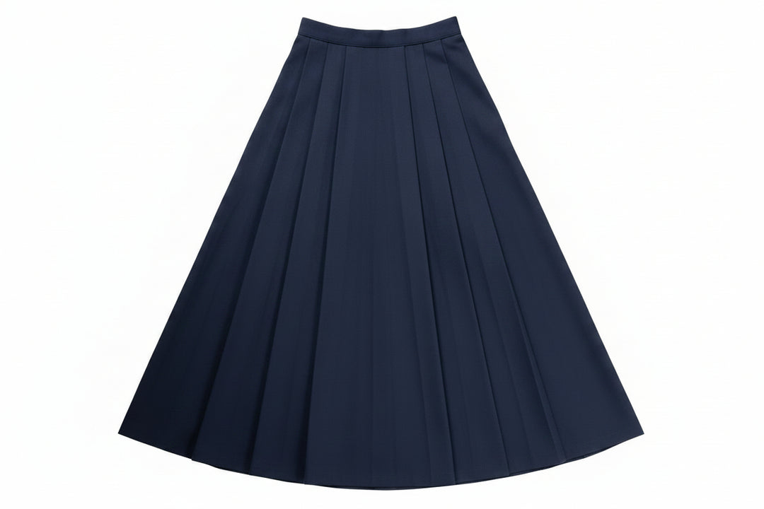 skirt midi wool pleated - navy-8