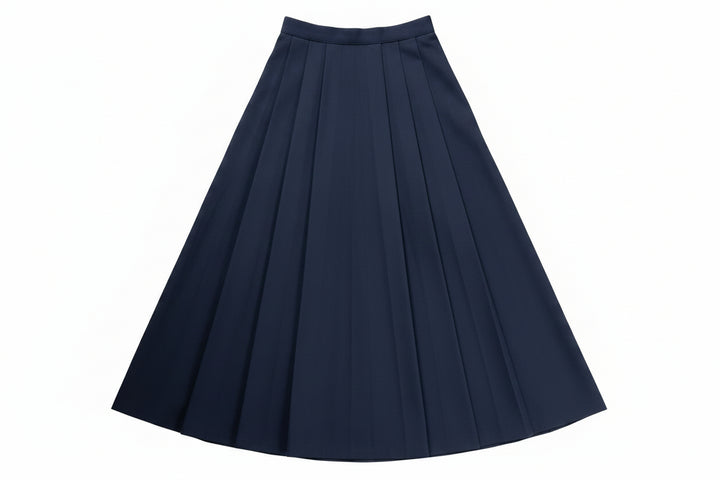 skirt midi wool pleated - navy-8