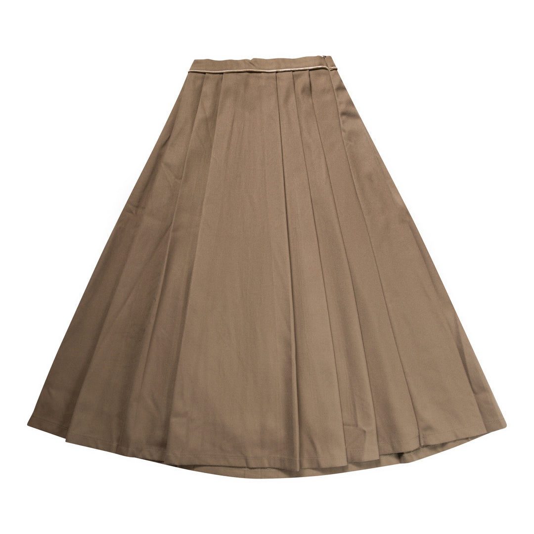 skirt midi wool pleated - mocha-491