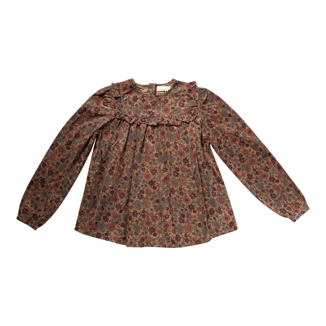 shirt l/s corduroy flower print blouse - floral-16