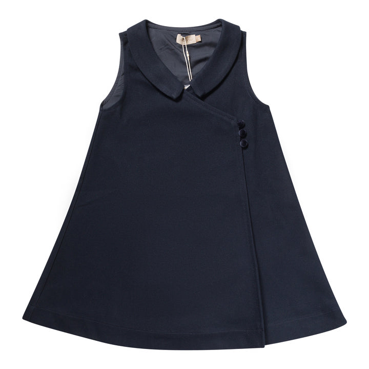 dress wool wrap jumper with collar - navy-8