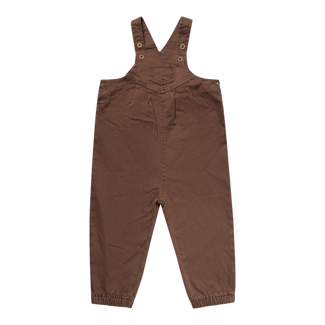 one piece denim long overalls - chocolate-493