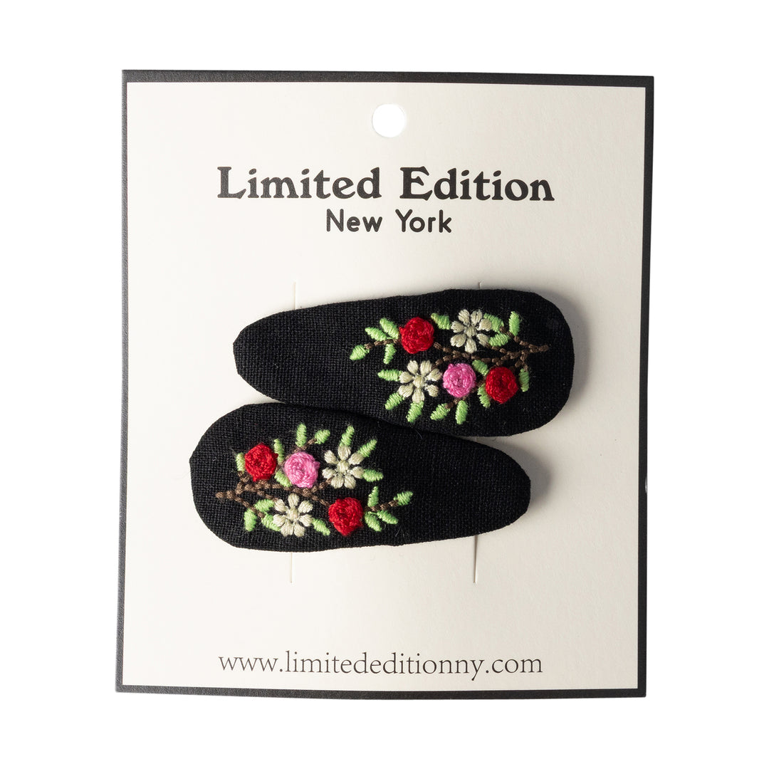 clip floral embroidered snap 2 pk - black-5