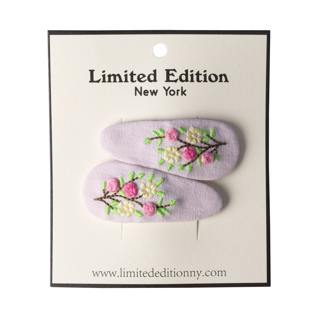 clip floral embroidered snap 2 pk - pale pink-81