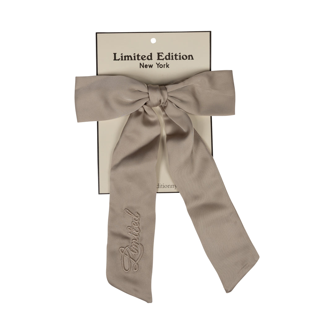 clip monochromatic satin bow large - sand-305