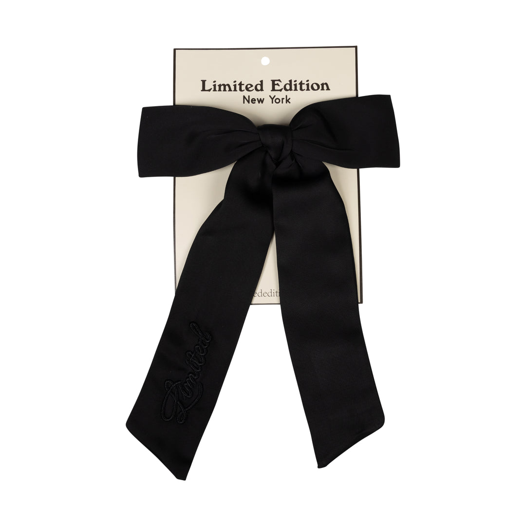 clip monochromatic satin bow large - black-5
