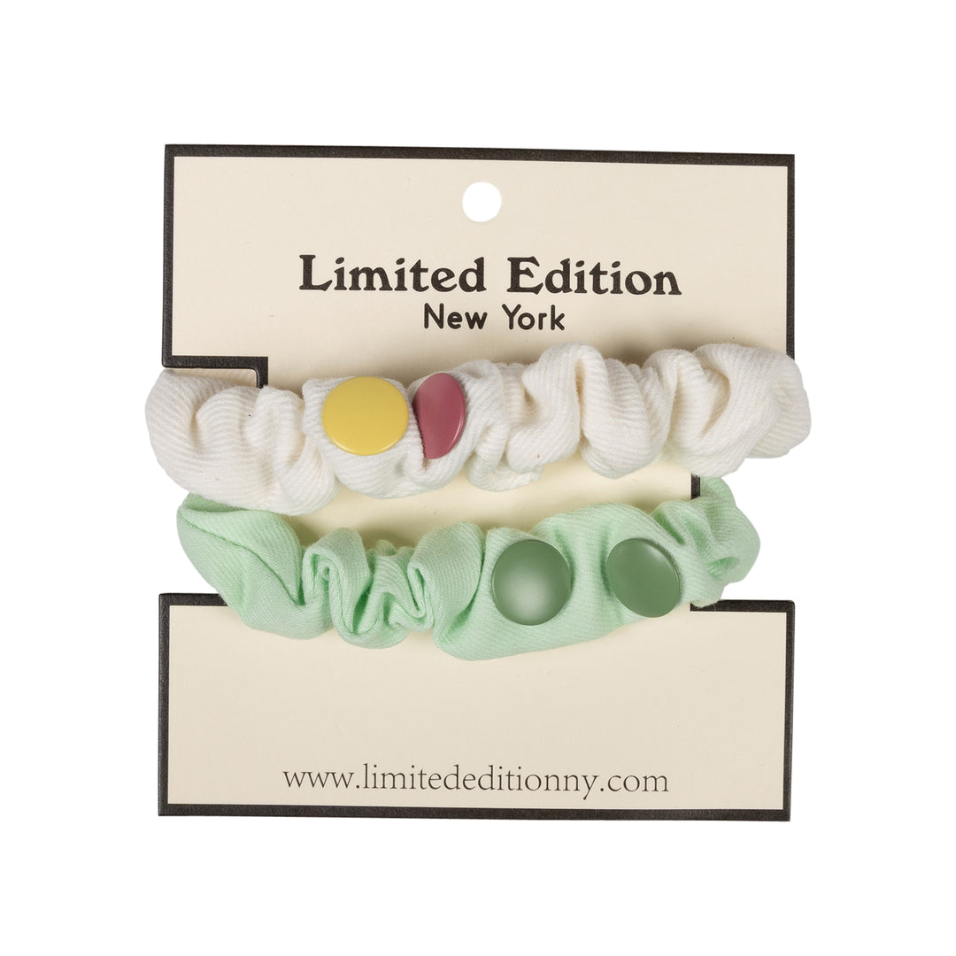 pony scrunchie denim snap mini 2 pk - white/cool mint-9