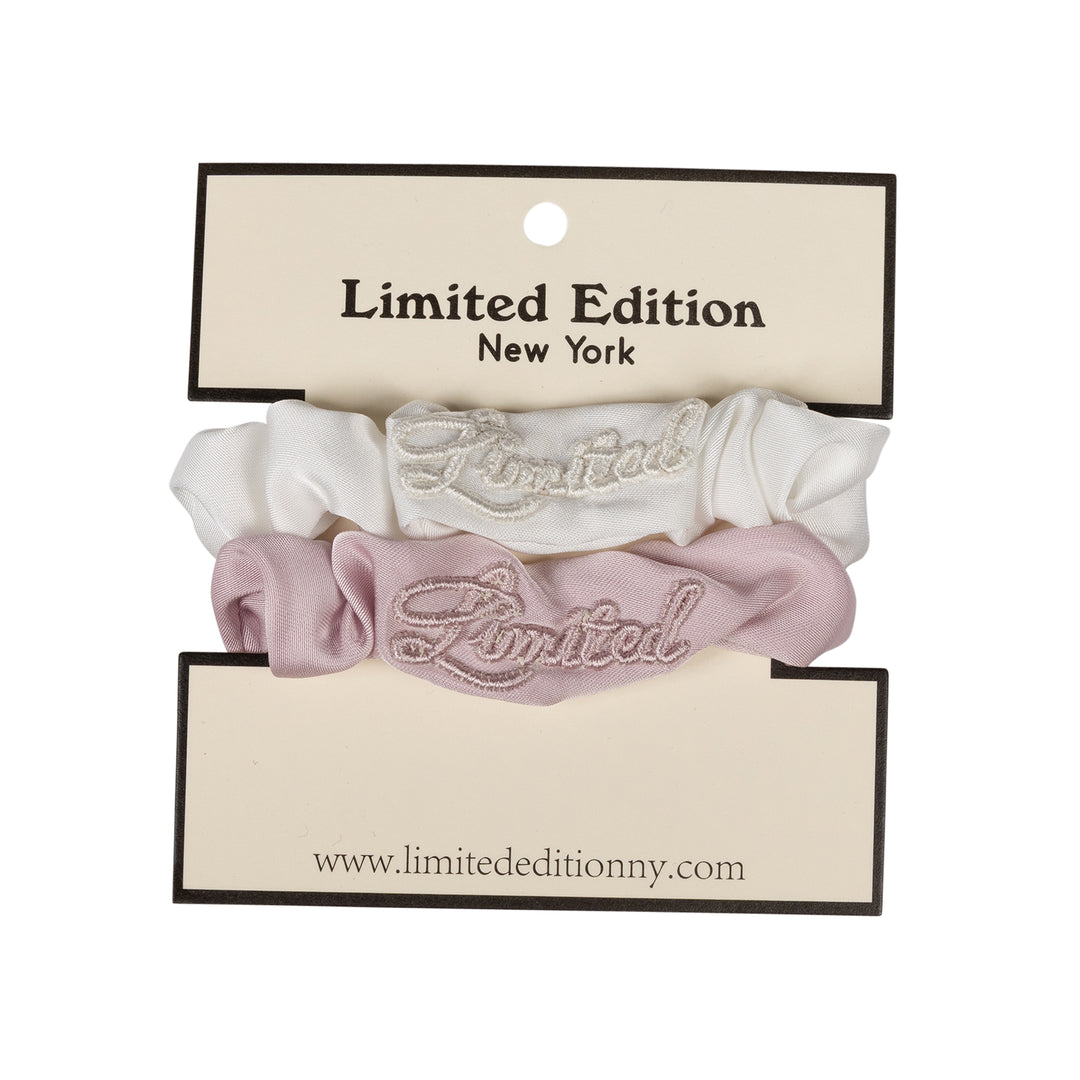 pony scrunchie monochromatic satin mini 2 pk - white/powder pink-9