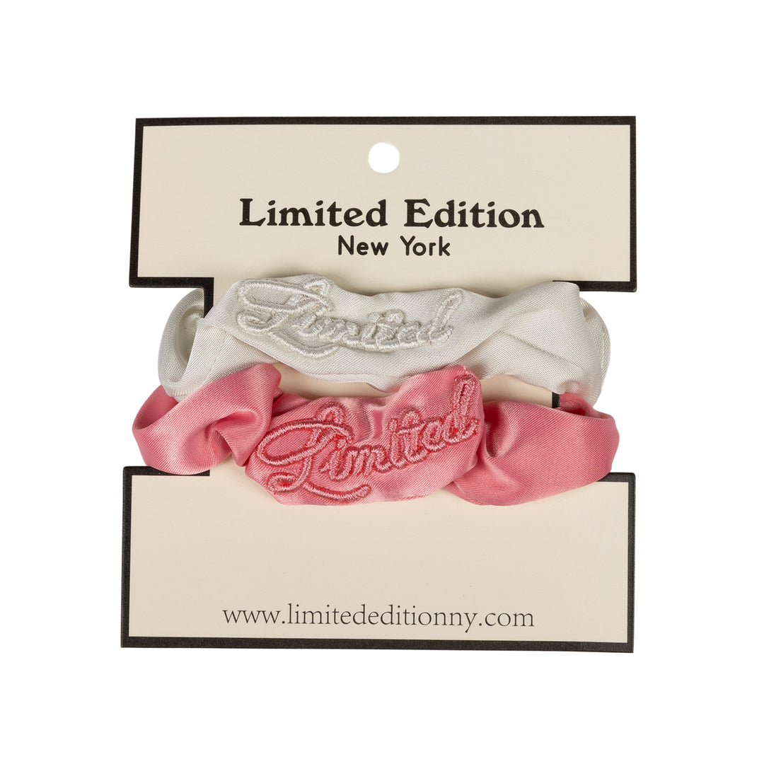 pony scrunchie monochromatic satin mini 2 pk - cream/candy pink-97