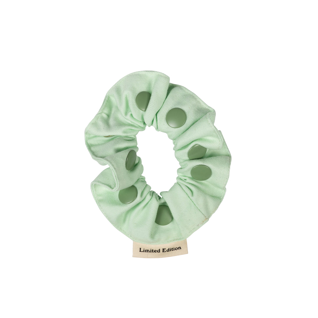 pony scrunchie denim snap - cool mint-26