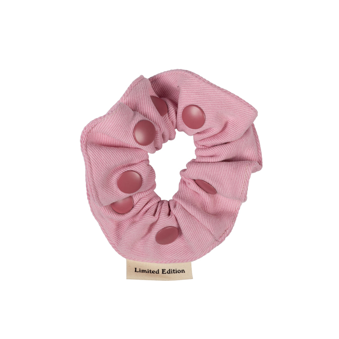 pony scrunchie denim snap - pale pink-81