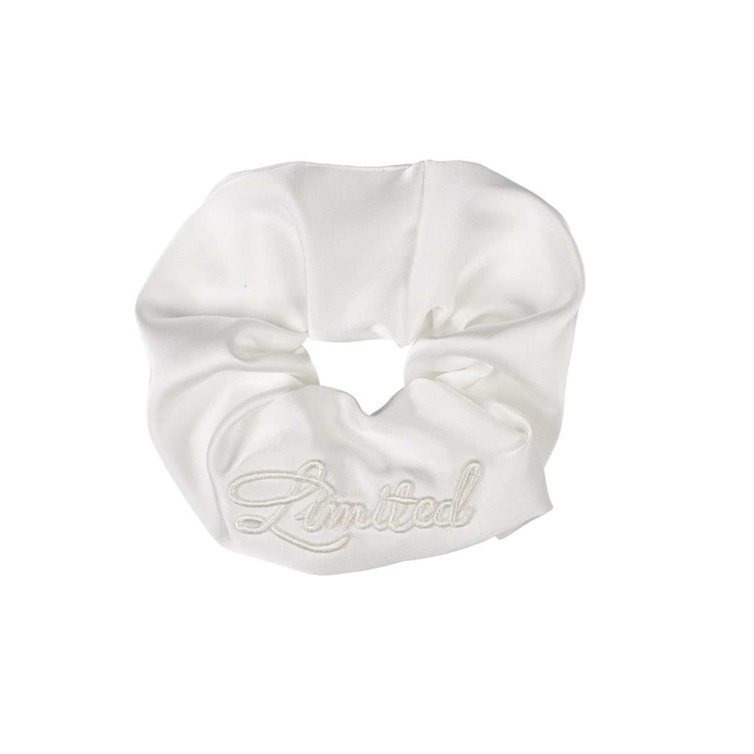pony scrunchie monochromatic satin - white-9