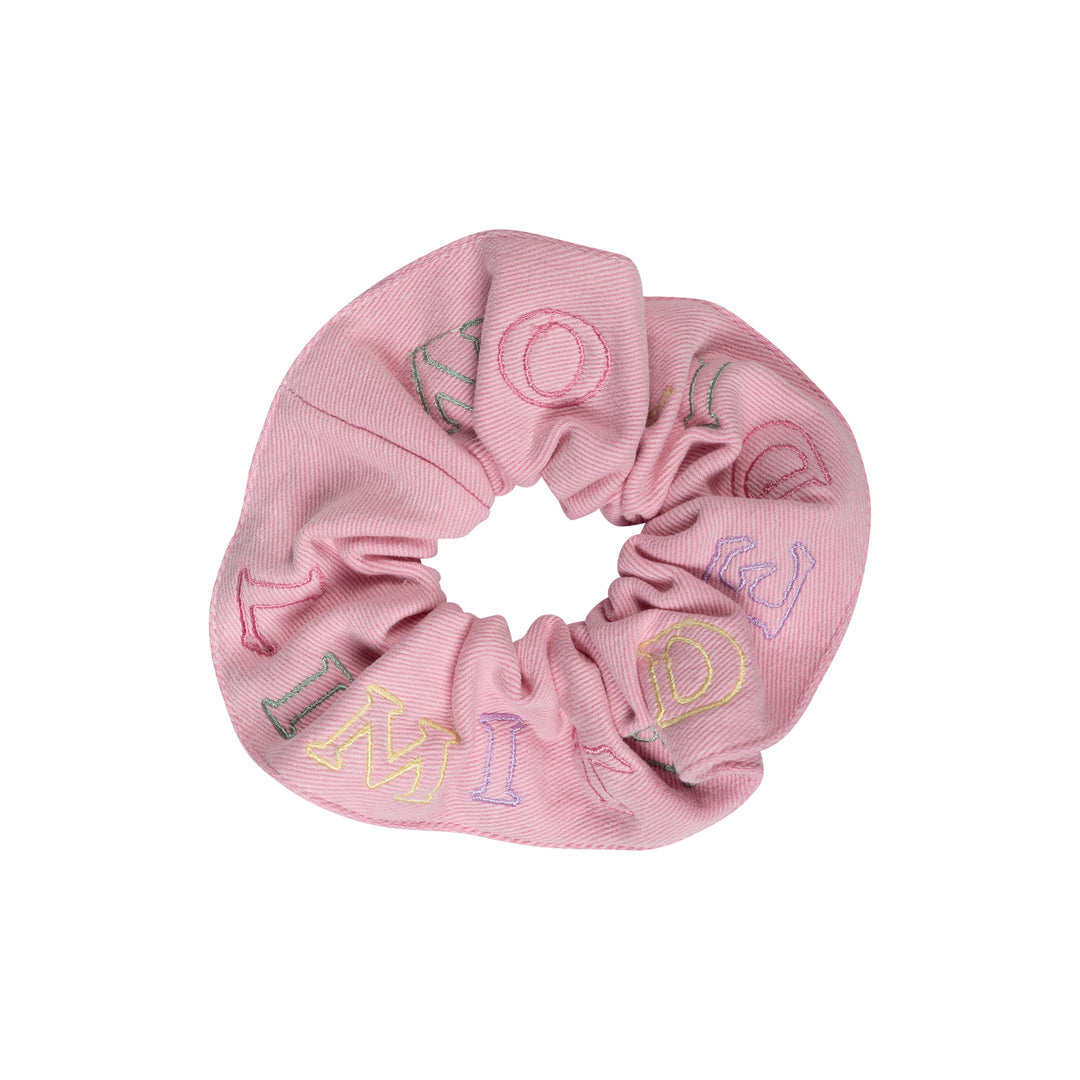 pony scrunchie pastel embroidered logo - pale pink-81