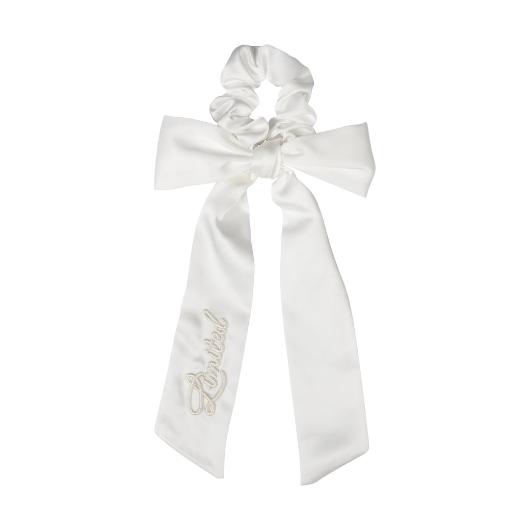 pony scrunchie monochromatic satin bow tie - white-9