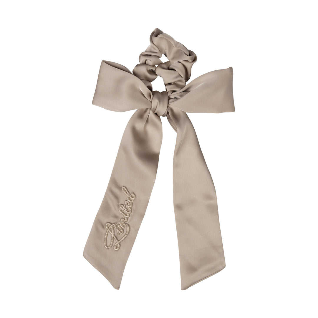 pony scrunchie monochromatic satin bow tie - sand-305