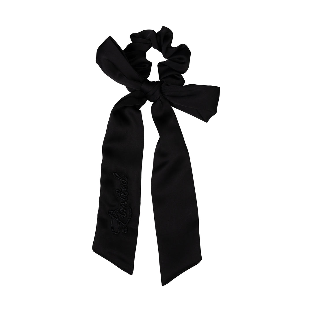 pony scrunchie monochromatic satin bow tie - black-5