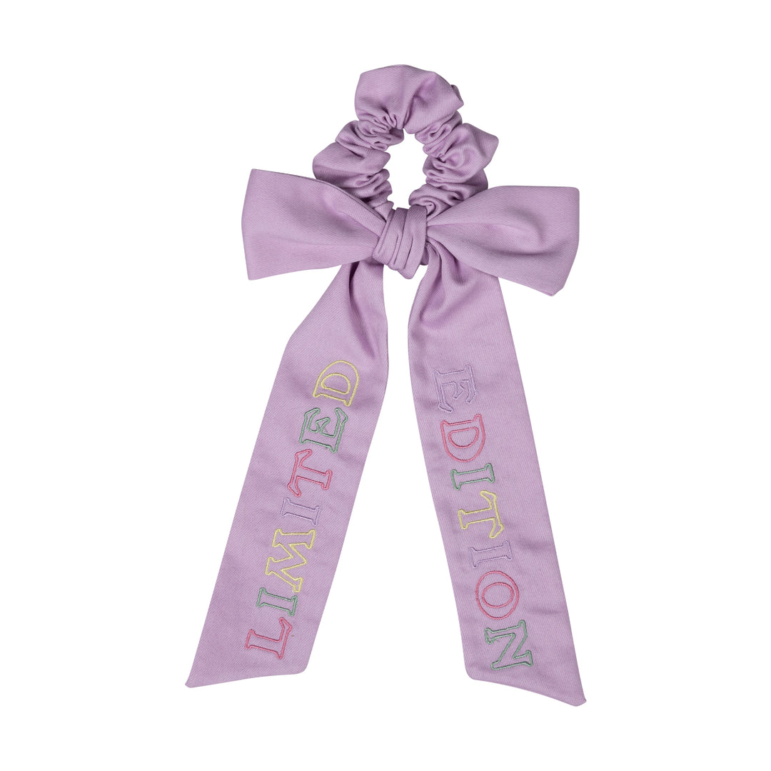 pony scrunchie pastel embroidered logo bow tie - lavender-7