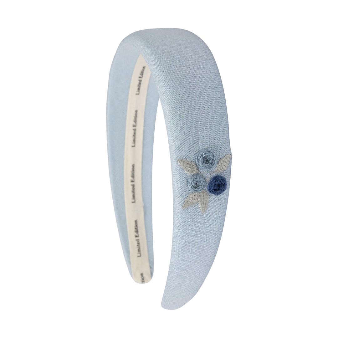 headband floral embroidered thick - light blue-86