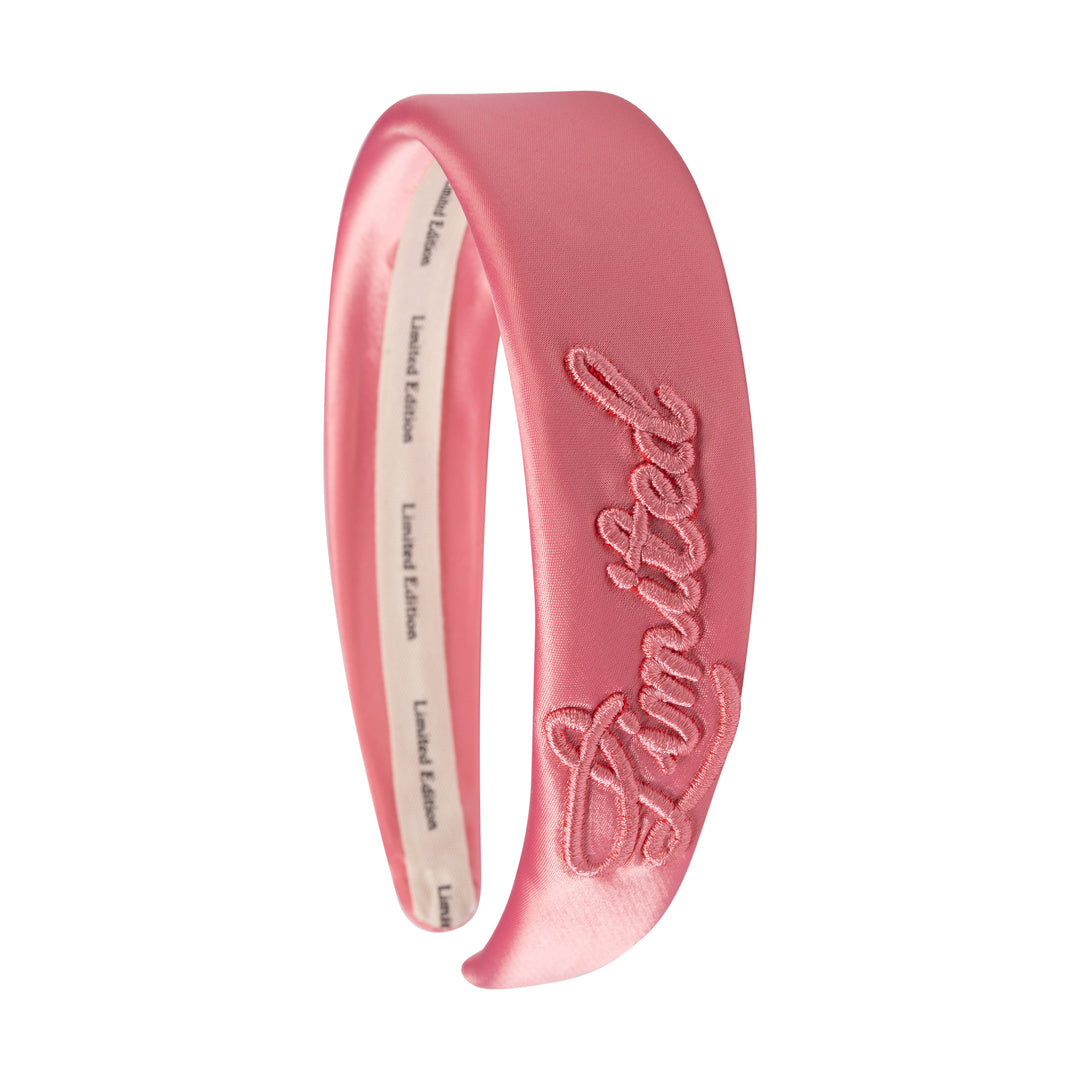 headband monochromatic satin logo - candy pink-58