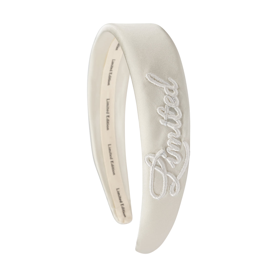 headband monochromatic satin logo - cream-97