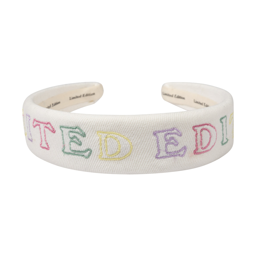 headband pastel embroidered logo - white-9