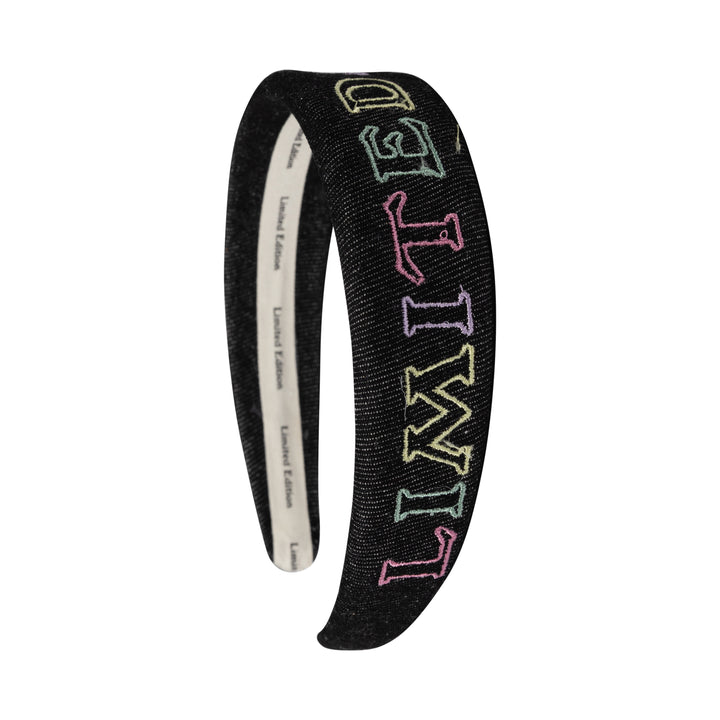 headband pastel embroidered logo - black denim-5